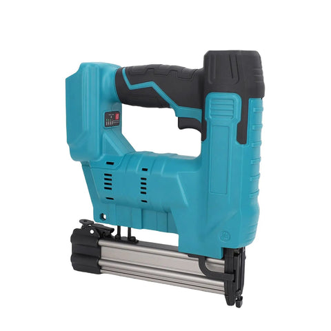 No Sweat 20V Cordless Brad Nailer And Crown Stapler Combo with sleek blue design, perfect for upholstery and carpentry projects.