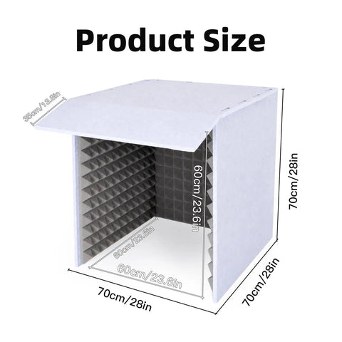 Zero Bull Foldable Soundproof Box Portable Vocal Booth For Home Studio Recording That Cuts Room Echo Dead And Serves Straight Up Crisp Audio With Quick Pop Up Desk Setup Wherever You Roll, 28x28x28in white foam.