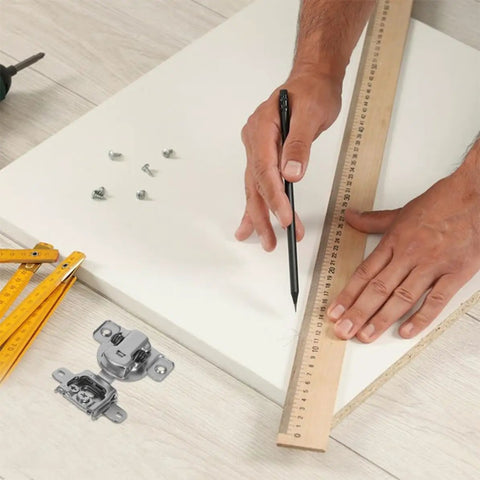 Measuring for Concealed Invisible Cabinet Door Hinges Set of 2 Adjustable Folding Hinge with Buffer Noise Dampening