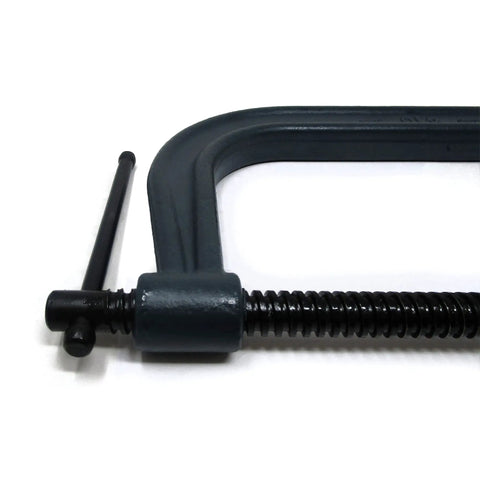 C-Clamp 10-1/8 In Opening, 5-7/8 In Throat, Beefy 8000 Lbs Clamp Force, Model 410, drop-forged frame, ACME-rolled spindle, black oxide