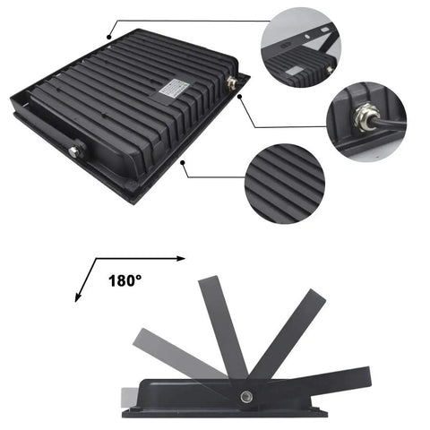 60W LED Flood Light 6000LM Super Bright Outdoor Security Work Light with 180° adjustable design and frosted panel detail