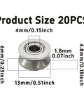 V Groove Ball Bearing Pulley Set For Makers And DIYers, 20 Pcs Carbon Steel Guide Roller with dimensions 13x4x6mm highlighted