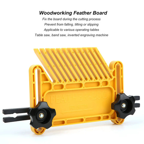 Two Piece Extended Featherboards For Table Saw Router And Band Saw delivering rock solid kickback defense, featuring yellow PP material.