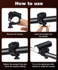 Installation guide for Beastly Bright USB Rechargeable Bike Headlight for Night Riding with 360-degree rotatable bracket.