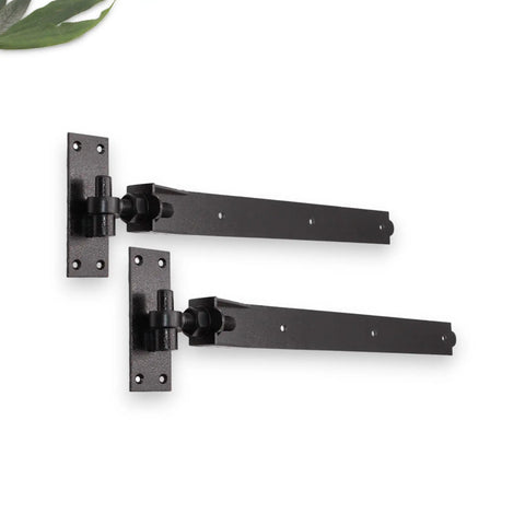 Beefy Black Heavy Duty Adjustable Hook And Band Hinges for Field And Garden Gates Supplied In Pairs Fits 24 Inch Gates