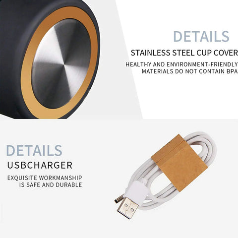 Your Portable Hydrogen Water Bottle Generator Is A Top Shelf Tool For Crafting 1500 PPB Antioxidant Drinks In Three Minutes Via Quick Usb Power So You Stay Hydrated Zero Sweat In A Comfortable 420ML Coffee Tinted Travel Cup - stainless steel cup cover and USB charger.