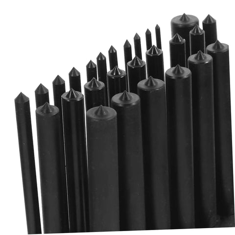 Non Slip Positioning Cylindrical Punch Set With Base For Woodworking And Mechanical Maintenance DIY Projects Pro Grade Punch Kit For Precise Marking And Transfer 28 Piece, showing black steel punches in various sizes.