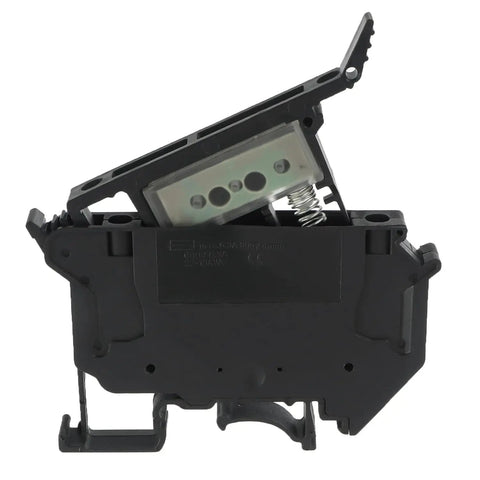 Heavy Duty Fuse Holder Terminal Block With LED Indicator For DIN Rail 24V DC 6.3A Screw Clamp 5x20 5x25 6x30 Fuse Sizes Black Pack Of 6 Industrial Grade, black DIN rail fuse holder open