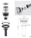 20 Inch Drop-In Kitchen Sink, Heavy Duty Stainless Steel T304, Single Bowl, 9 Inch Deep sink strainer and assembly diagram