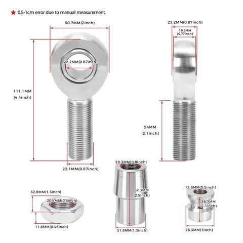 Heavy Duty Heim Joint Rod End Kit 2 Pack features precision alloy components for smooth linkage in tight angles.