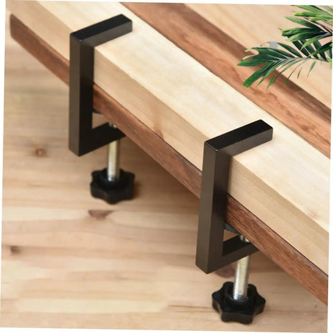Two Pack Outdoor Chair Fasteners For Rattan And Wicker Furniture Easy Install Patio Sofa Clips attached to wooden furniture for stability.