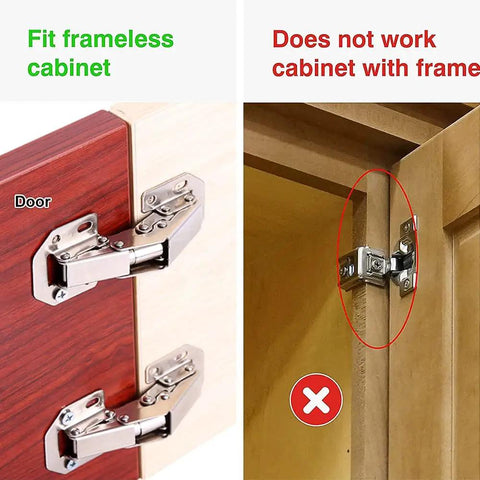 Heavy Duty Eight Pack Hidden Hinges For Frameless Cabinets Self Closing Concealed Door Hardware shown fitting frameless cabinet.