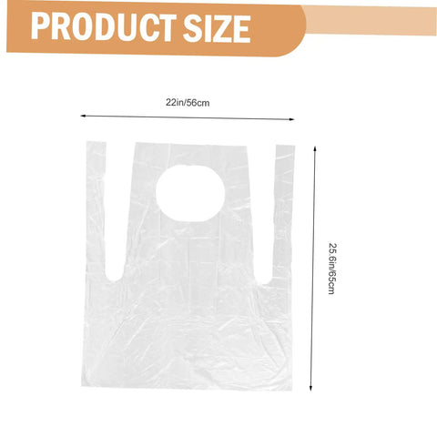 Get Ready To Tackle The Mess With This Slick Rock Solid Pack Of Twenty Five Chemical Resistant Waterproof Sleeveless Aprons In Transparent Plastic Perfect For Kitchen Grilling And Dirty Chores Giving You Zero Stress And Total Victory Today, dimensions shown.