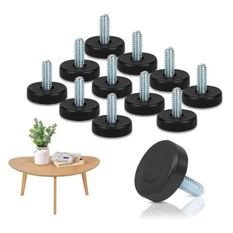 24 Pieces Furniture Levelers With Adjustable Threaded Feet For Wobble Table Legs, Easy Height Adjustment And Wide Bearing Base To Prevent Slips And Floor Scratches, No Fuss Installation For Chairs Cabinets And Wood Furniture, black levelers for table legs