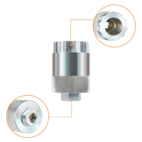 64mm Rear Differential Pinion Bearing Nut Socket Fits Honda TRX 420 Rancher 1/2 Drive Replacement Tool showing hex design and durable steel finish.