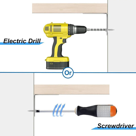 Electric drill and screwdriver options for installing Hella Tough Stainless Steel Corner Brackets With Screws.