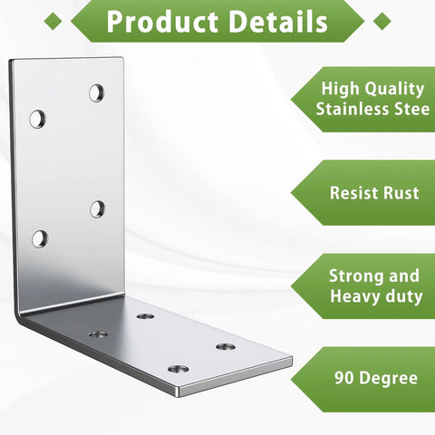 3X3 Inch Galvanized L Shape Brackets Zero Flex Heavy Duty Top Shelf Corner Support Hardware For Reinforcing Wood Furniture Desks And Outdoor Diy Projects with pre-drilled holes.