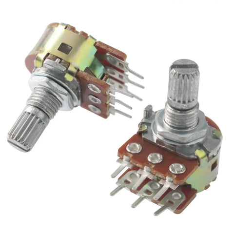 5 Pack WH148 50K Potentiometers 6 Pin 15mm Shaft Dual Linear Rotary Pots For Audio Volume Control Light Dimming Motor Speed Regulation