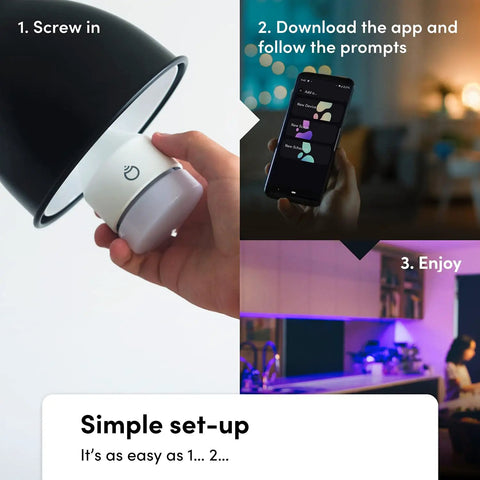 Smart LED Light Bulb 2 Pack With Wi Fi Full Color RGBW 1100 Lumens Antibacterial HEV Mode Dimmable Via App Or Voice Setup Steps
