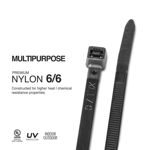 Beefy Heavy Duty UV Resistant Black Cable Ties 14 Inch 100 Pack Industrial Grade Six By Six Nylon 50 Lb Tensile Strength