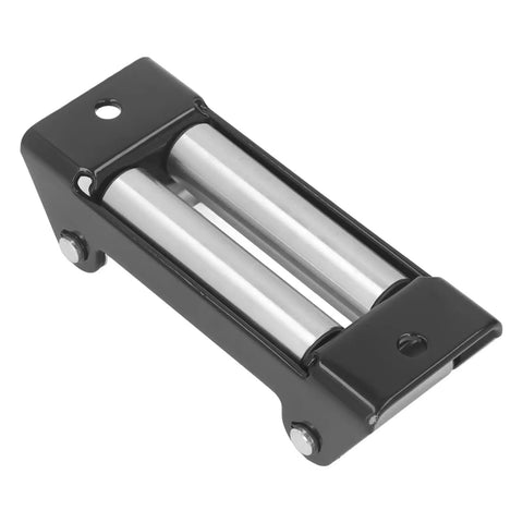 Winch Roller Fairlead for Heavy Duty Recovery, 6000 Lb Load, Cable Guide with 20 Lb Steel Rollers and Q235 Frame, 227mm Length, Smooth Cable Alignment for Industrial Electric Winching, black steel rollers