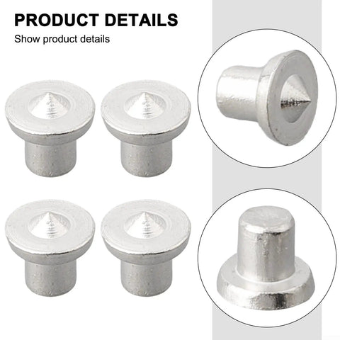 Pro Grade Woodworking Dowel Center Point Set Steel Dowel And Tenon Marking Pins showing detailed chrome plated 4-piece set