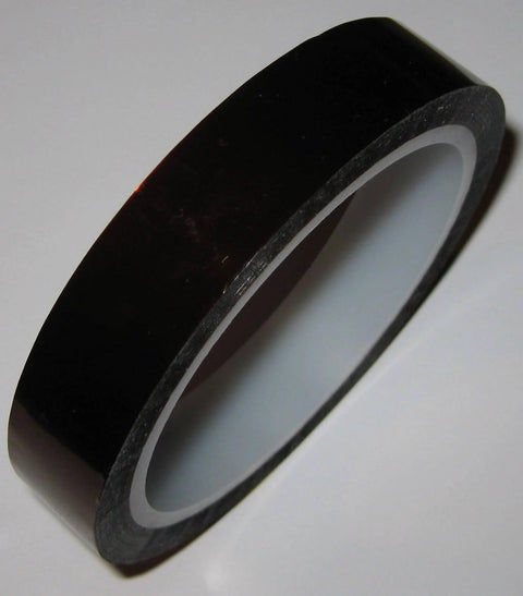 High Temperature Polyimide Film Tape For Electronics Pros And DIYers, Three Quarters Inch Wide, One Mil Thick, roll on white background