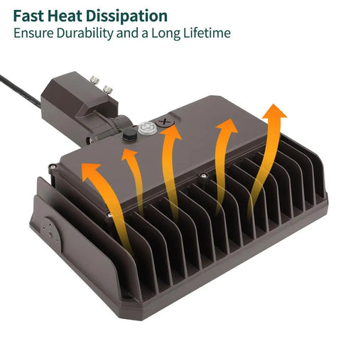 Back view of the Beefy 200W LED Flood Light With Dusk to Dawn Photocell showcasing its heat dissipation design.