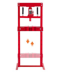 Built Tough As Nails 12 Ton Floor Shop Press Featuring Straight Shot Hydraulic H Design with adjustable steel plates.