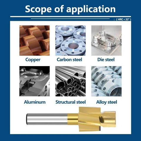 WZFC counterbore end mill HSS milling cutter for metal; M4.2x7.4x6x50 with gold cutting head and silver shank