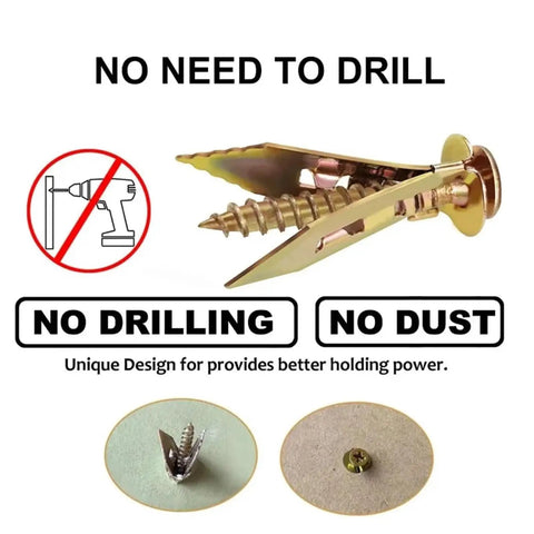 Self Drilling Drywall Anchor Kit With Zinc Steel Screws For Hollow Walls Heavy Duty Mounting System Dual Pack 30 And 50 Set Rust Resistant Quick Install For Gypsum Board And Stud Walls, no drilling