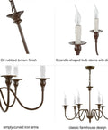 Six Light Farmhouse Chandelier In Oil Rubbed Brown And White Finish with 6 candle-shaped bulbs and metal arms detail