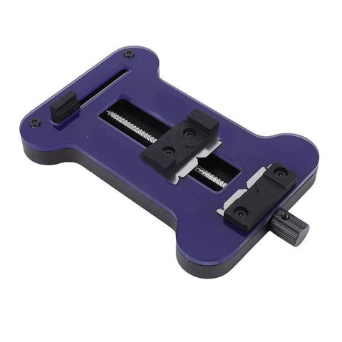 Premium PCB Holder Tool for Repair, Flexible Clamp With 0-70mm Jaw, Tempered Glass Panel, purple color, top view