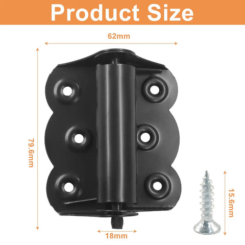 Six Pack Door Spring Hinges Set Self Closing No Slam 180 Degree Spring Loaded for Screen Storm Doors, hinge dimensions shown