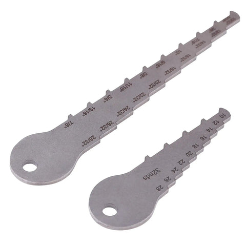 Workhorse Stainless Steel Brake Pad Thickness Gauge And Drum Wear Measurement Tool, compact dual gauge set for measuring brake pad depth.