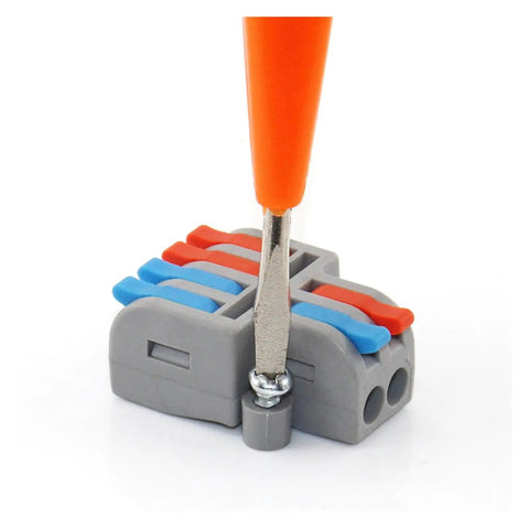 Quick Connect Mini Wire Splitter For Home Projects: Fast Push-In Terminals Splice Solid Stranded Copper Easily With Flame Retardant Housing And Tin Plated Contacts Perfect For Lights, gray 4-port connector