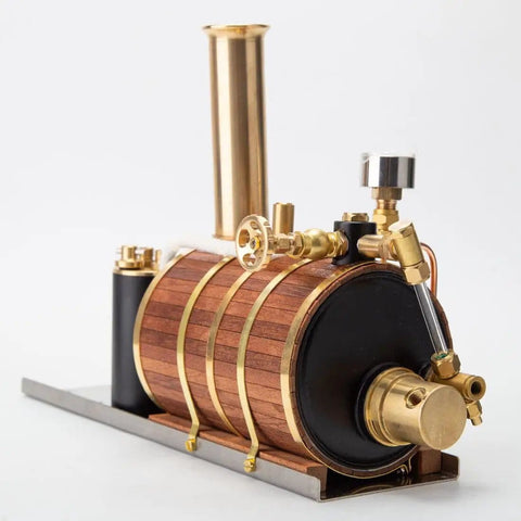 Side view of 200ML Copper Steam Boiler Generator With Thermal Insulation Automatic Gas Regulator Pressure Gauge Water Level
