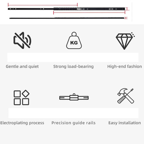 Beefy Industrial Heavy Duty Drawer Slides Telescoping Metal Runners With Thick Steel Plate And Black Wear Resistant Coating Built To Handle Big Loads Without Bending, black steel rail diagram