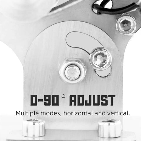 Close-up of adjustable steel mechanism for Badass Mini Electric Belt Sander Grinder for precise grinding angles.