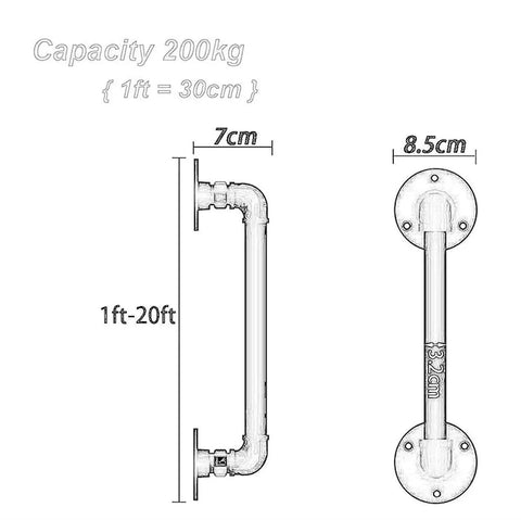 Heavy Duty White Metal Railing Kit 20Ft Deck Guardrail Stair Bracket Solid Iron Build Indoor Outdoor Hella Tough Wall Mount Rail Assembly dimensions 1ft to 20ft length