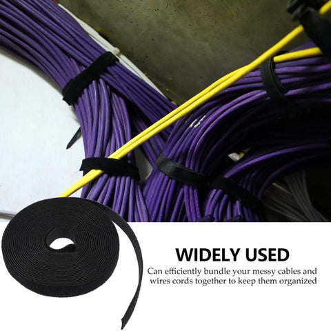 Two Rolls Of Black Reusable Self Gripping Cable Ties For Smooth Cord Organization Ditch Those Flimsy Snap Ties And Get Your Desk Back In Shape With These Heavy Duty Loop Wire Straps, bundling cords.