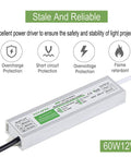 Six Pack 60W Waterproof LED Driver Power Supply IP67 shown with input output details and protection features
