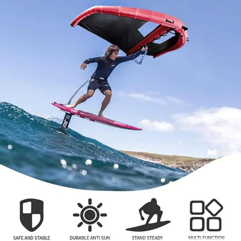Person using Inflatable Wingsurfer Kite For Wind Wing Foiling And Kitesurfing, Durable 6 Square Meters Canopy With Clear Window
