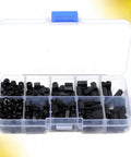 Black Nylon Hex Standoff Kit With Screws And Nuts, 300 Pieces, Corrosion Resistant Insulated Spacers For Electronics, Office And Industrial Use, Great For Diy Projects, Machine Builds, And Tech Installations.