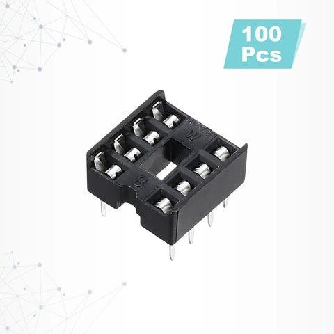 Dip IC Socket Adapters Kit 100 Pcs 8 Pin 2.54mm Pitch For Breadboard And PCB Design IC Replacement And Prototyping