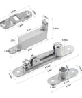 Heavy Duty Self Closing Door Pivot Hinges For Wood Doors With Hidden Pivot System Built To Last 360 Degree Shaft Stainless Steel Durable Hinge For Commercial And Home Use Color Silver, showing dimensions.