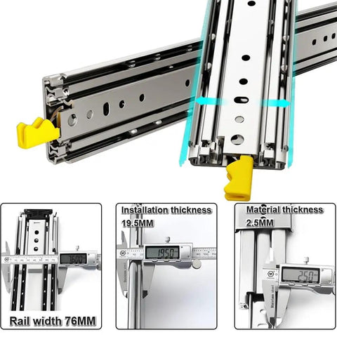 Locking Drawer Slides Built To Last 500 Lb Load Capacity Side Mount Full Extension Ball Bearing Rails With Yellow Lock Handles