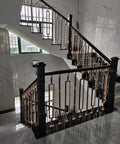 Premium Heavy Duty Aluminum Baluster Spindle Railing Kit With Slick Square Metal Posts And No Sweat Flat Brackets For Deck Stairs and stylish indoor staircase.