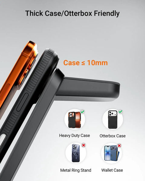 Side view of heavy-duty 10mm thick phone cases compatible with Wireless Charger For Thick 10mm Cases OtterBox.