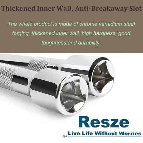 Close-up of Beefy Half Inch Drive Impact Extension Bar Set showing chrome-vanadium steel construction and knurled grip.